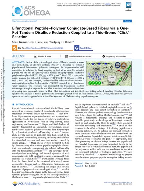 PDF Bifunctional PeptidePolymer Conjugate Based Fibers Via A One Pot