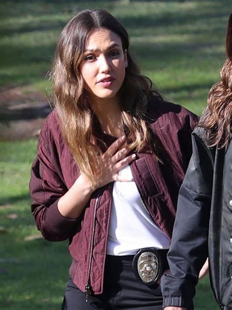 Jessica Alba L.A.s Finest Red Bomber Jacket - Just American Jackets