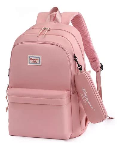 Mochila Feminina Escolar Impermeável Casual Estojo Cor Roxa MercadoLivre