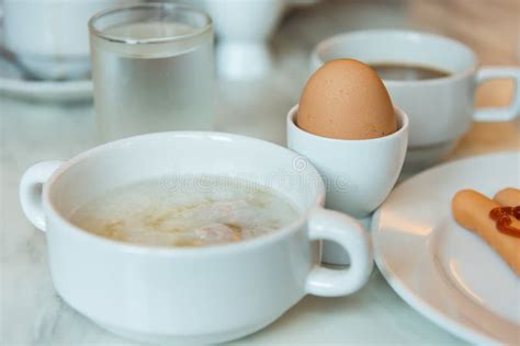 Rice Gruel Breakfast on Table. Stock Image - Image of culture ...