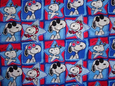 Red White Blue Snoopy Cotton Fabric By The Half Yard By Dddesighns