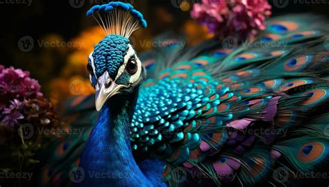 The Majestic Peacock Displays Vibrant Colors In Nature Generated By Ai