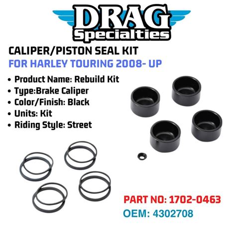 Budung Cycles DRAG SPECIALTIES CALIPER PISTON SEAL KIT FOR HARLEY