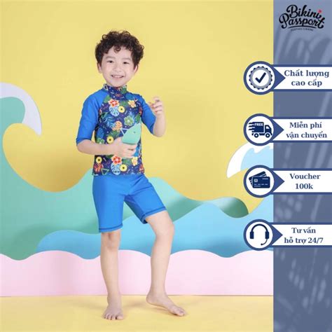 Đồ bơi áo tắm em bé BIKINI PASSPORT KID Hai mảnh quần lửng áo tay dài Floral KD FLO