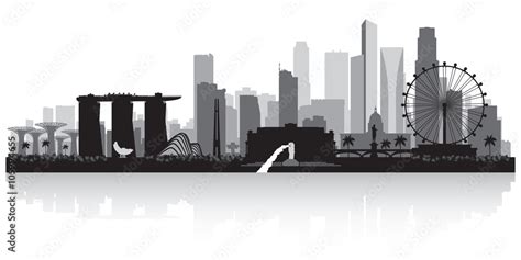 Singapore city skyline silhouette Stock Vector | Adobe Stock