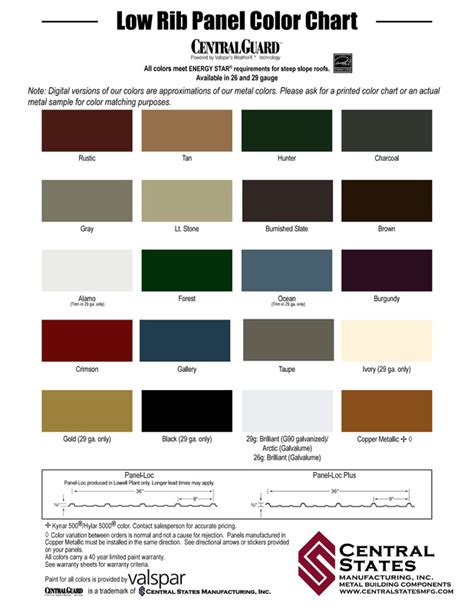 Color Chart OTTO CONTRACTING INC