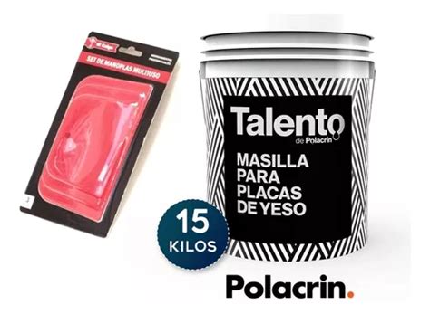 Kit Masilla Enduido 15 Kg 3 Espatulas Placas De Yeso Relleno