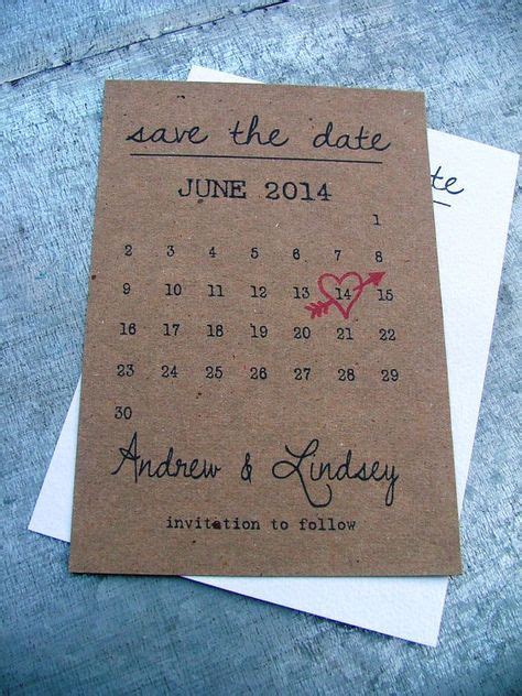 Calendar Save The Date Cards Simple Save The Date Includes Envelope And Free Shipping Set Of