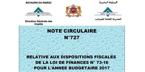 Circulaire Relative Aux Dispositions Fiscales De La Loi De Finances