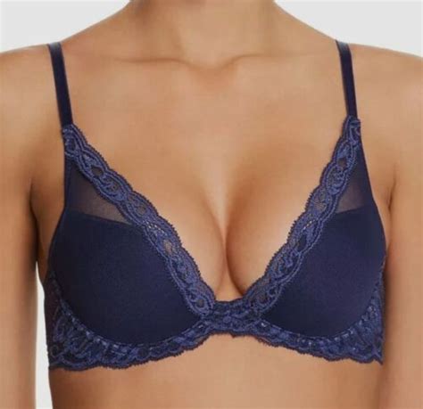 72 Natori Women S Blue Feathers Underwire Contour Plunge Bra Size 32d Ebay