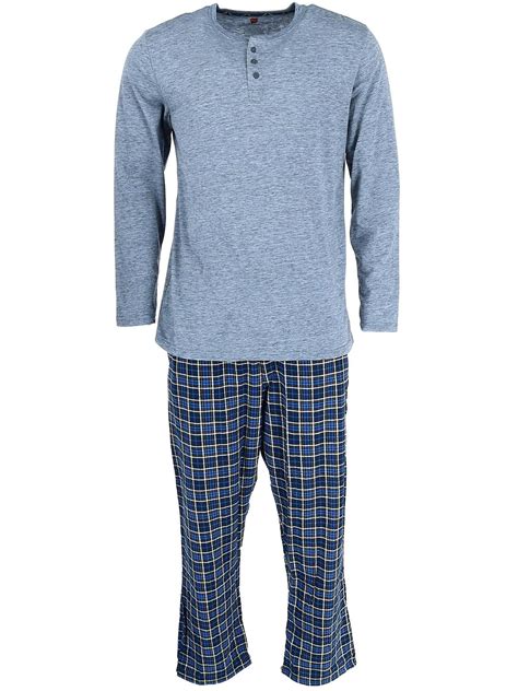 Hanes Mens Cotton Long Sleeve Shirt And Flannel Pajama Pants