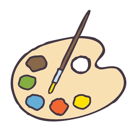 Premium Vector Doodle Artist Paint Palette Icon With Brush Colorful