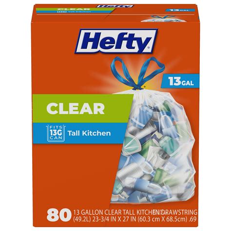 Hefty Clear Trash Bags, Clear, 13 Gallon, 80 Count - Walmart.com