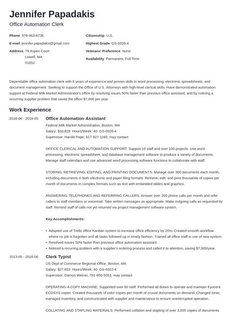 Federal Resume Templates Example And What To Include