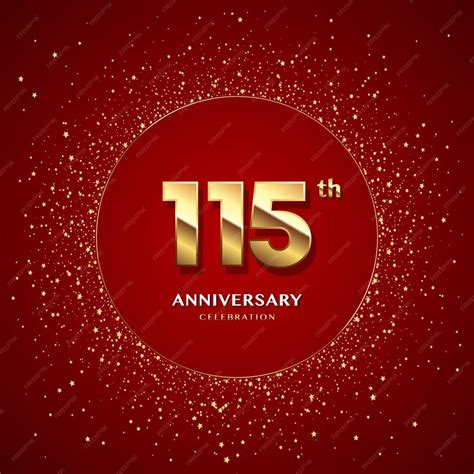 Premium Vector 115th Anniversary Logo With Gold Numbers And Glitter