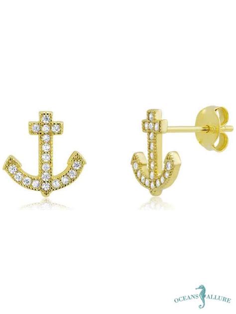 GP Anchor CZ Stud Earrings Oceans Allure