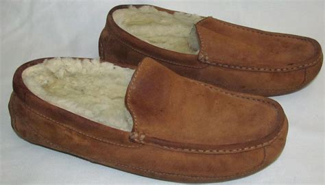 Ugg Ascot Brown Suede Moccasin Sheepskin Fur Loafer S Gem