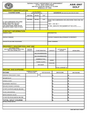 Fillable Online Nassaucountyny 2007 ASIE GOLF 1 Nassau County