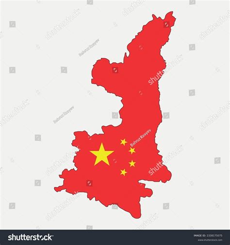 Map Of Shaanxi China Flag Country Region Royalty Free Stock Vector