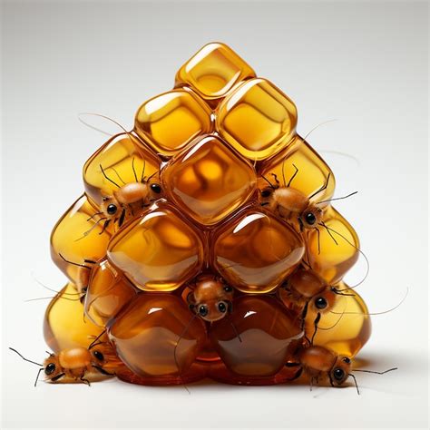 Premium AI Image | 3d Model Honeycomb Bee Swarm Clean White Background