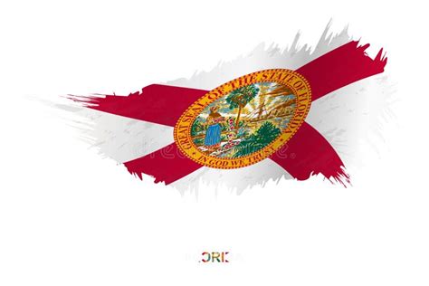 Florida Us State Flag With Waving Effect Official Proportion Stock