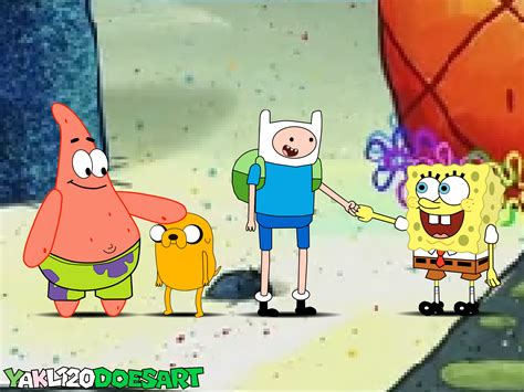 Finn And Jake Meet Spongebob And Patrick By Yakl120doesart On Deviantart