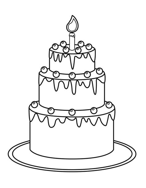 Birthday Cake Coloring Page - Free Printable Coloring Pages for Kids