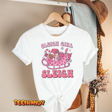 Groovy Pink Christmas Coffee Sleigh Girl Sleigh Xmas Holiday T Shirt