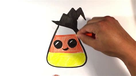 How to draw cute candy corn hat version halloween drawings – Artofit