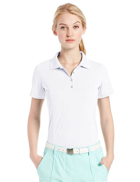 Adidas Golf Womens Puremotion Solid Jersey Polo Shirt Cotton Plaid