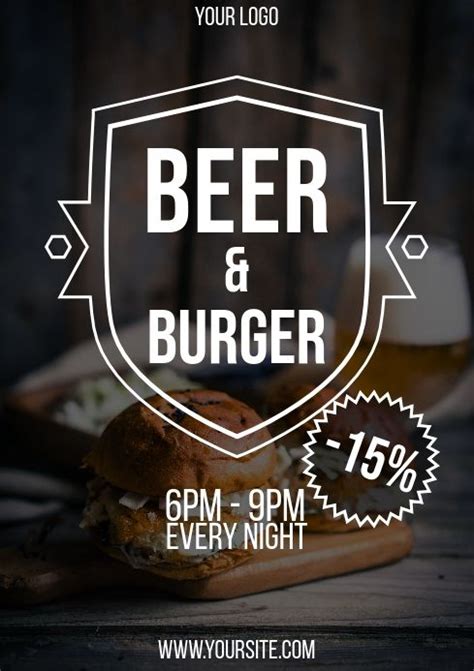 Beer and Burger Happy Hour flyer | Beer flyer, Flyer, Restaurant flyer