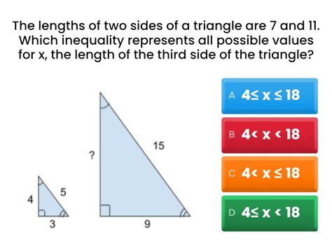 Quiz bee on Triangle Inequality Theorem - Questionário