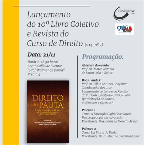 Lançamentos do 10º livro coletivo e da revista do curso de Direito do