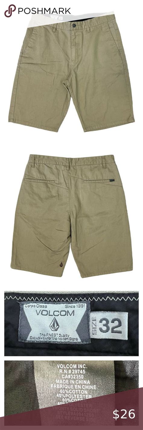 Volcom Tan V Monty Stretch Khaki Shorts Size 32 Relaxed Fit Chino Style A09412s0 Chinos Style