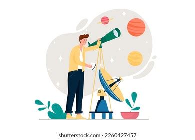 Astronomy Concept People Scene Flat Cartoon Stock Illustration 2260427457 | Shutterstock