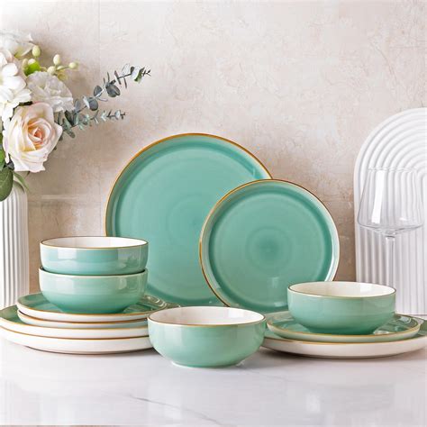 Gbhome Ceramic Dinnerware Sets Pieces Sapphire Blue Stoneware