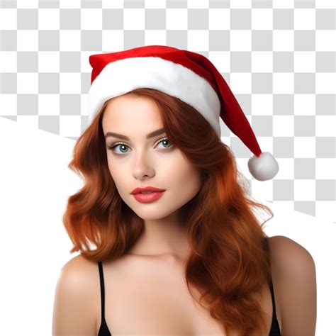 Fille Rousse Dans Le Chapeau Du Père Noël Une Belle Célébration De Noël