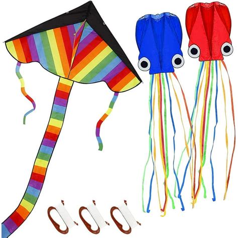 TOY Life Easy to Fly Kites for Kids and Adults - 3 Pack with Large ...