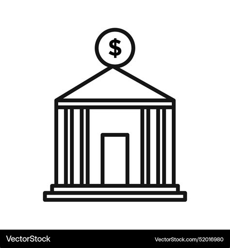 Bank Icon Black Line Art Royalty Free Vector Image