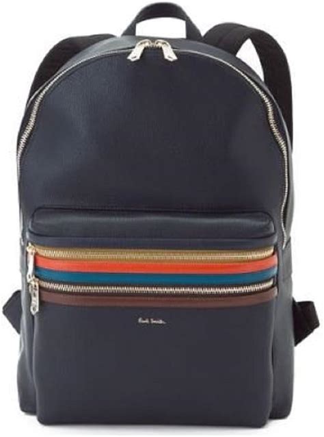 Amazon Paul Smith ポールスミス メンズ バッグ ストライプ アクセント シグネチャージップストライプ バックパック リュック ネイビー Paul Smith