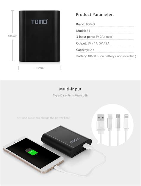 TOMO S4 DIY 4 X 18650 Li Ion Battery Smart Power Charger Yoibo