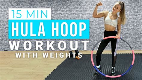 15min Hula Hoop Workout With Dumbbells No Talking With Music Youtube