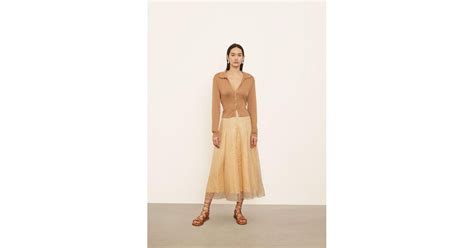 Vince Silk Sheer Paneled Slip Skirt In Yellow Lyst Australia