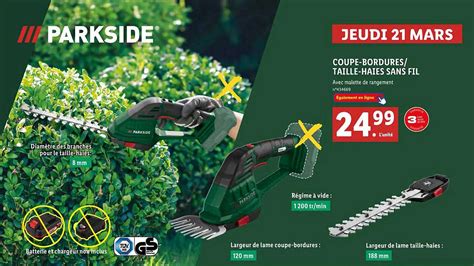 Promo Parkside Coupe Bordures Taille Haies Sans Fil Chez Lidl