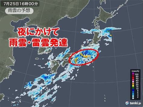 東海や関東に発達した雨雲や雷雲、激しい雨が降っているところも エキサイトニュース