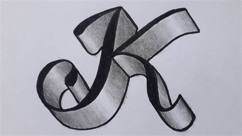 3d Drawing Letter K On Paper For Beginners How To Write Easy Art With