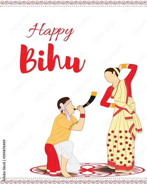 Vector Illustration Of Happy Bihu Assamese New Year Indian Traditional Festival Harvest