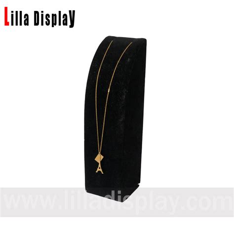 Lilladisplay Black Sloped Shape Velvet Necklace Display Stand NS04