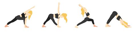 collection de poses de yoga blonde femme européenne femme fille illustration vectorielle dans
