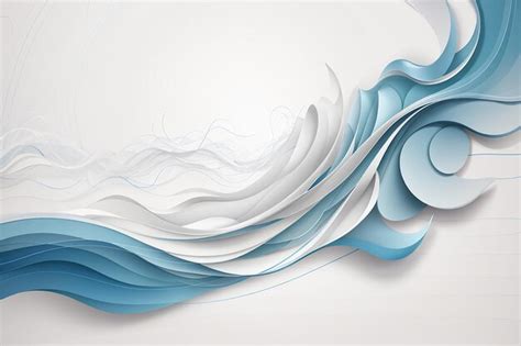 Fundo Branco Elegante Linhas De Ondas Azuis Foto Premium